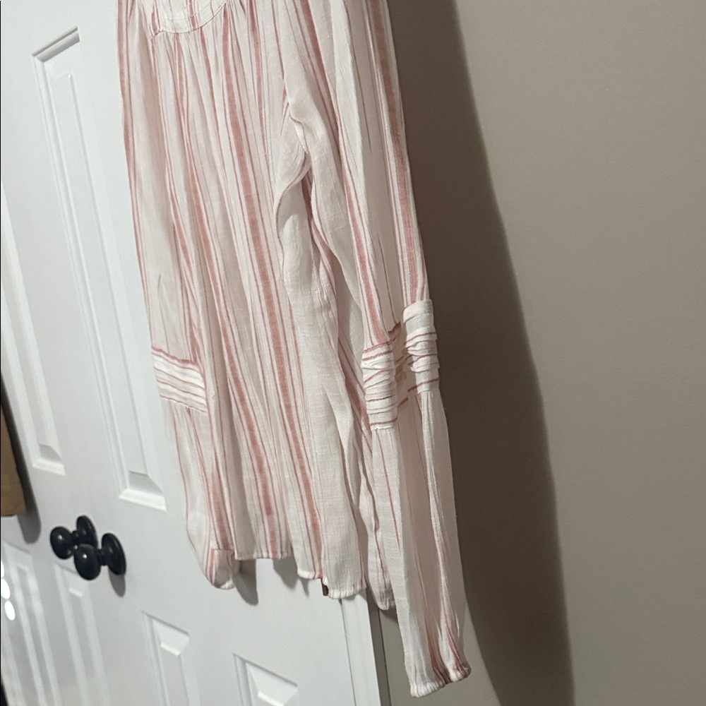 LC Lauren Conrad Striped Square-Neck Blouse | XL | Pink & Cream Boho Top - Picture 4 of 11